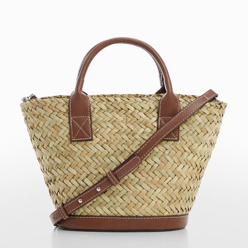 MANGO - Bolso Capazo Fibra Natural Mujer Mango