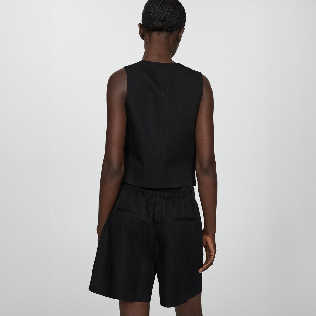 MANGO - Blazer Lino Sin Mangas para Mujer