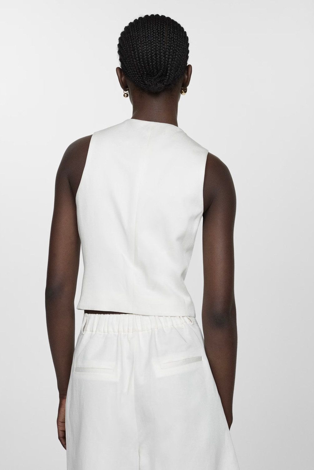 MANGO - Blazer Lino Sin Mangas para Mujer