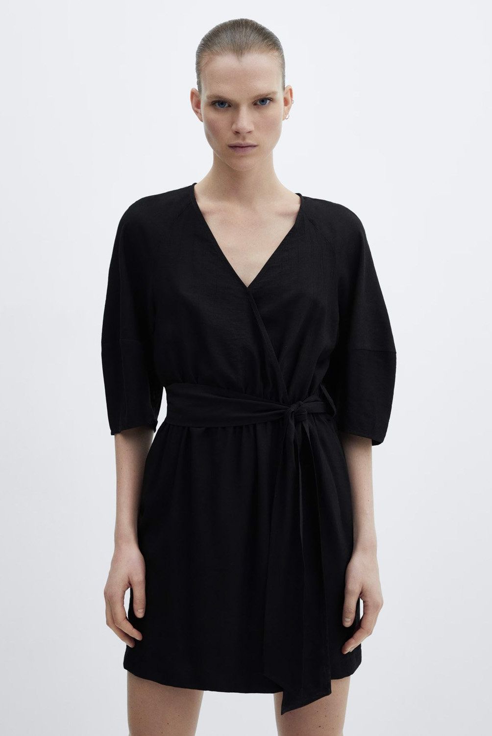 MANGO - Vestido Cruzado Lazo Mujer Mango