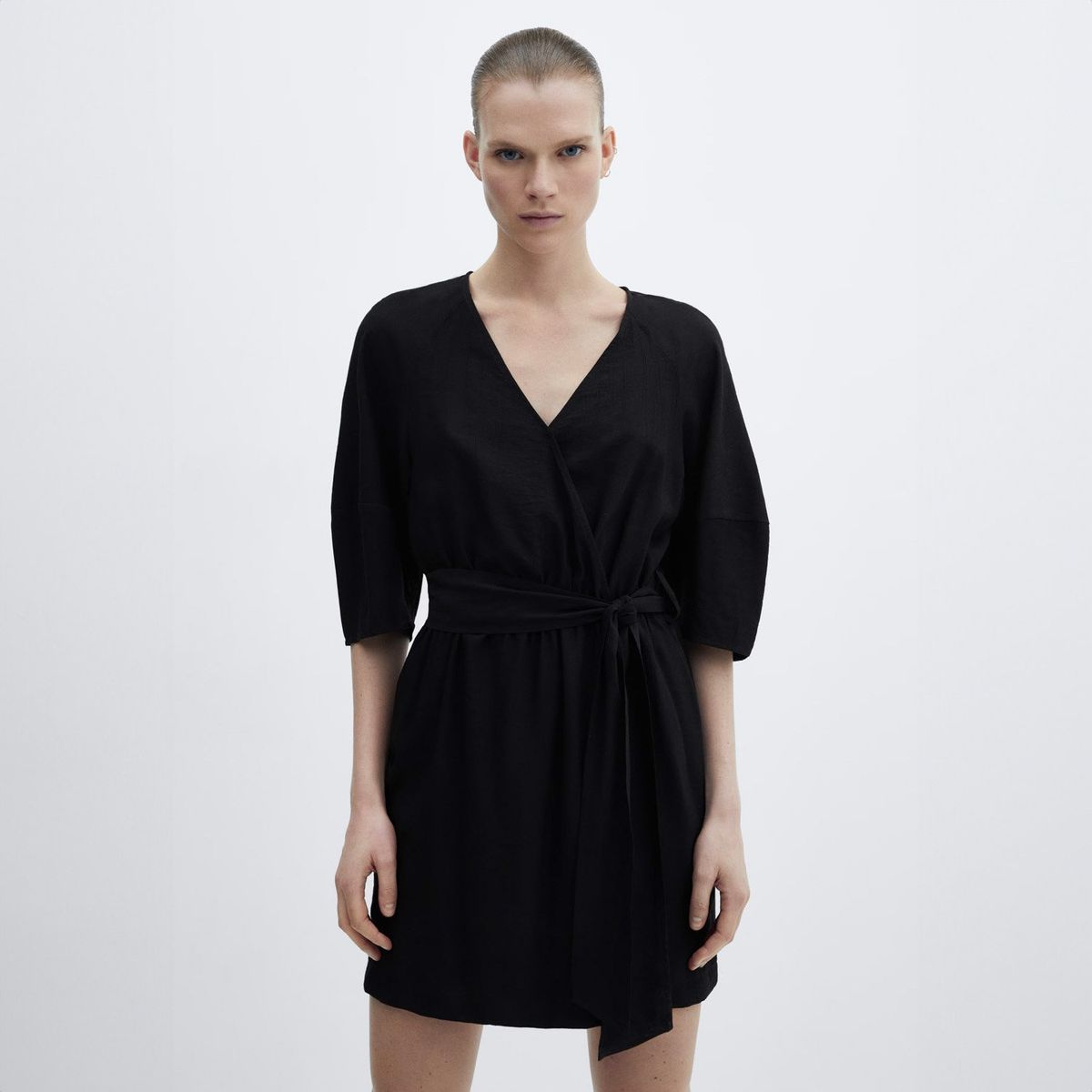 MANGO - Vestido Cruzado Lazo Mujer Mango