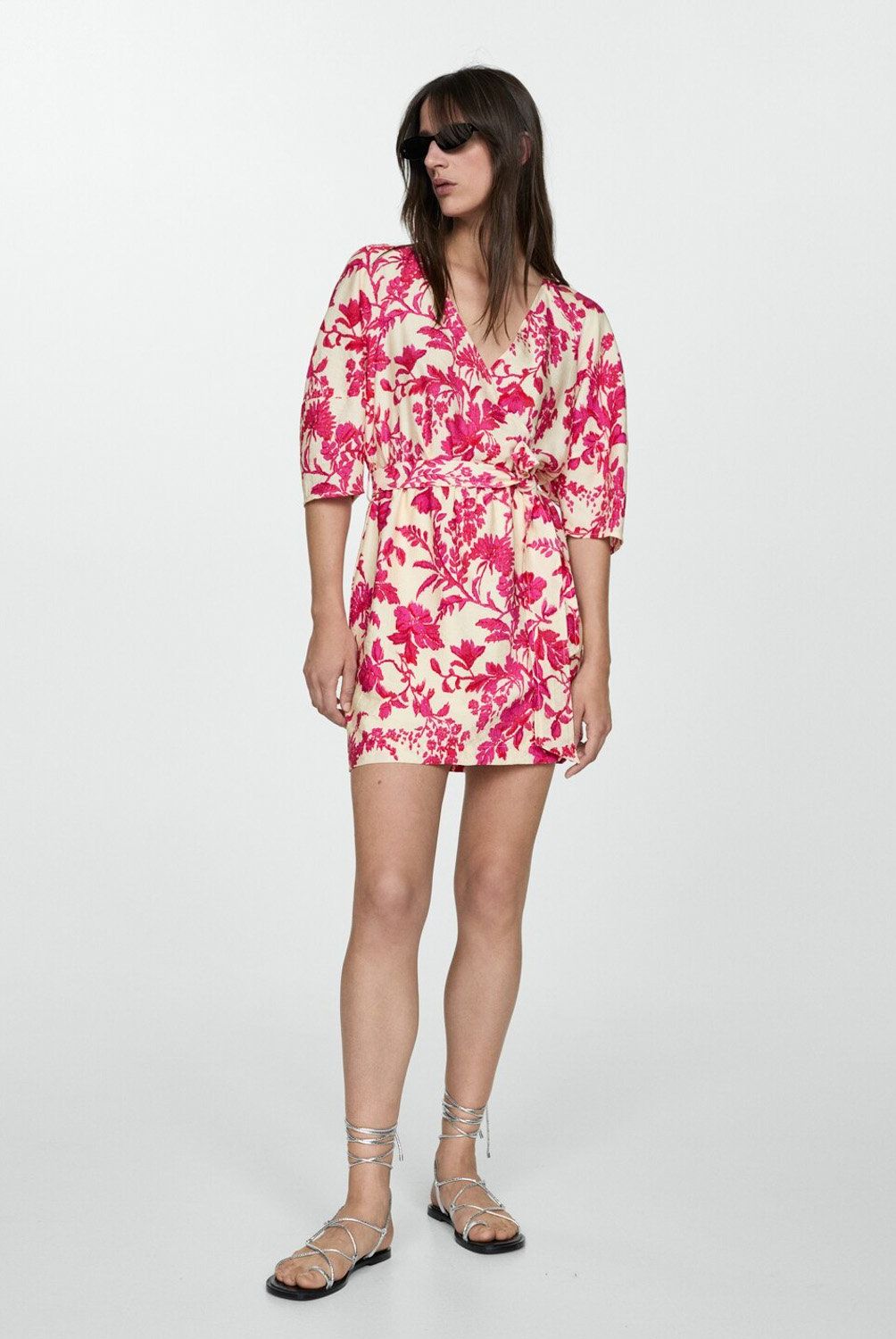 MANGO - Vestido Cruzado Estampado Floral Mujer Mango