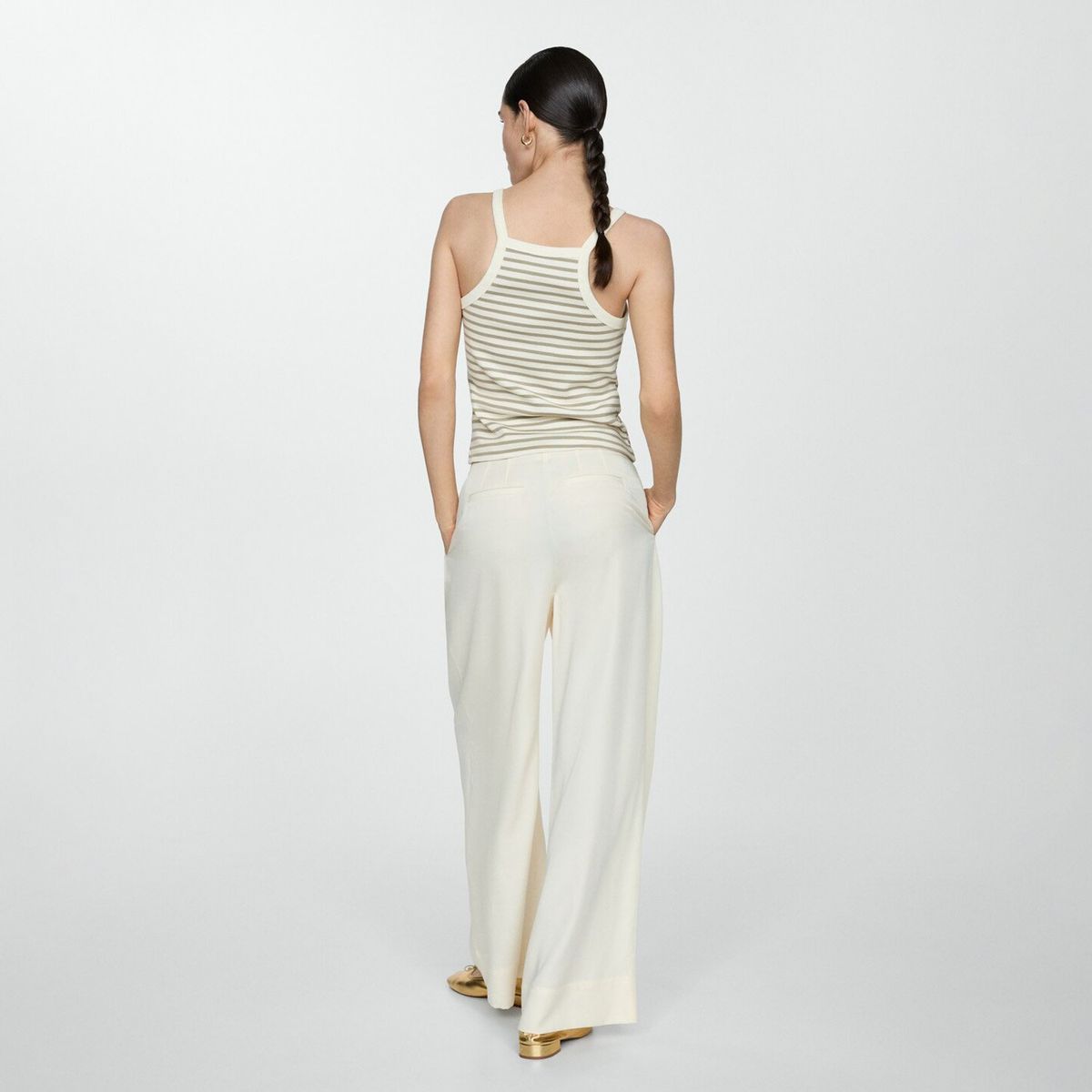 MANGO - Top Rayas Cuello Cuadrado Mujer Mango