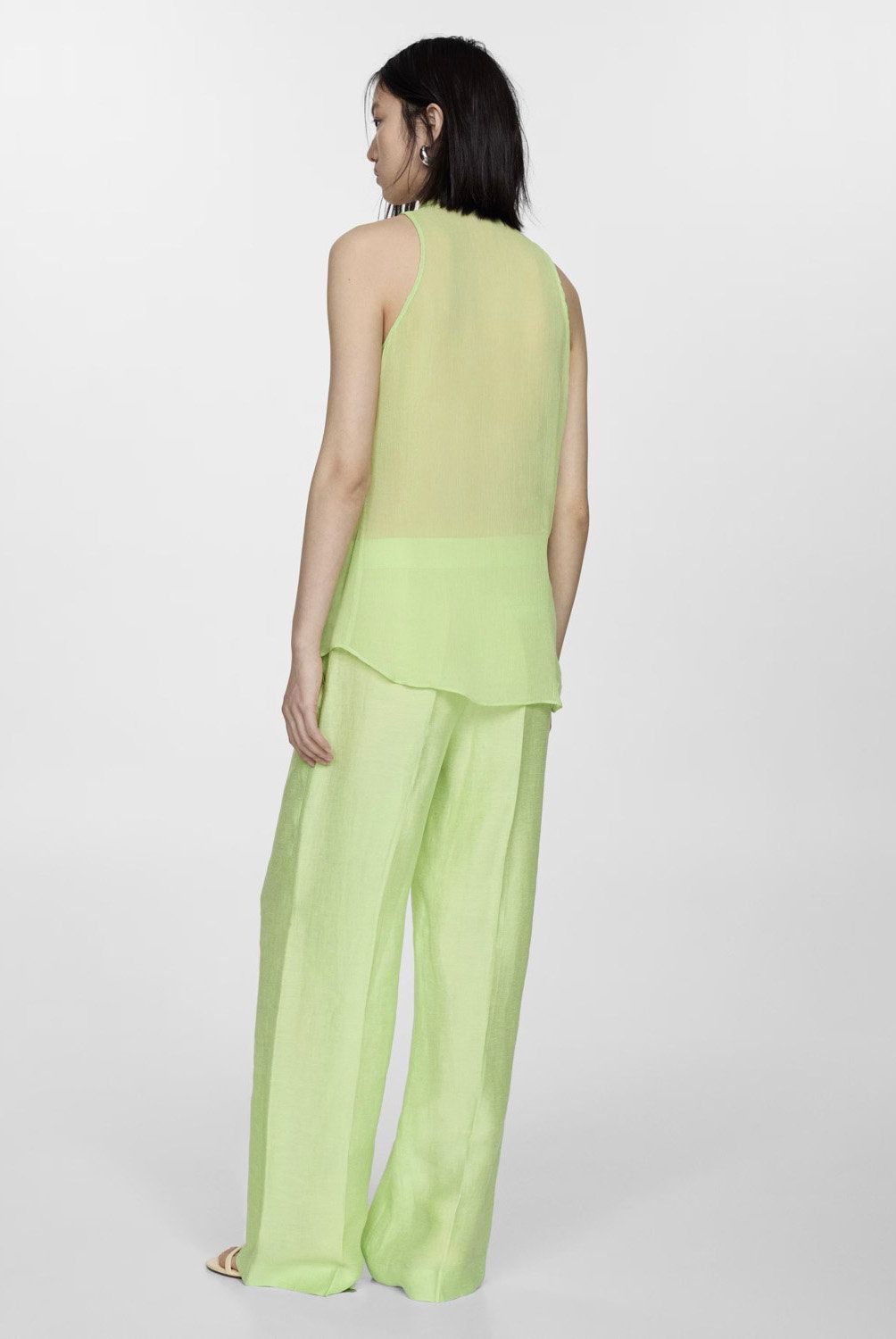 MANGO - Blusa Semitransparente Volantes Mujer Mango