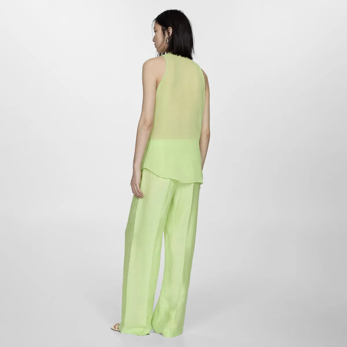 MANGO - Blusa Semitransparente Volantes Mujer Mango