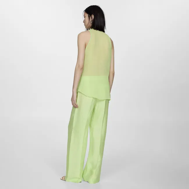 MANGO - Blusa Semitransparente Volantes Mujer Mango