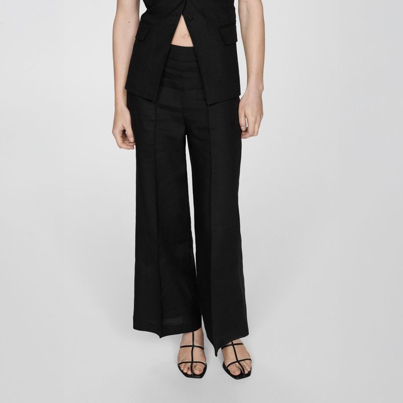 MANGO - Pantalón Pinzas 100% Lino Mujer Mango