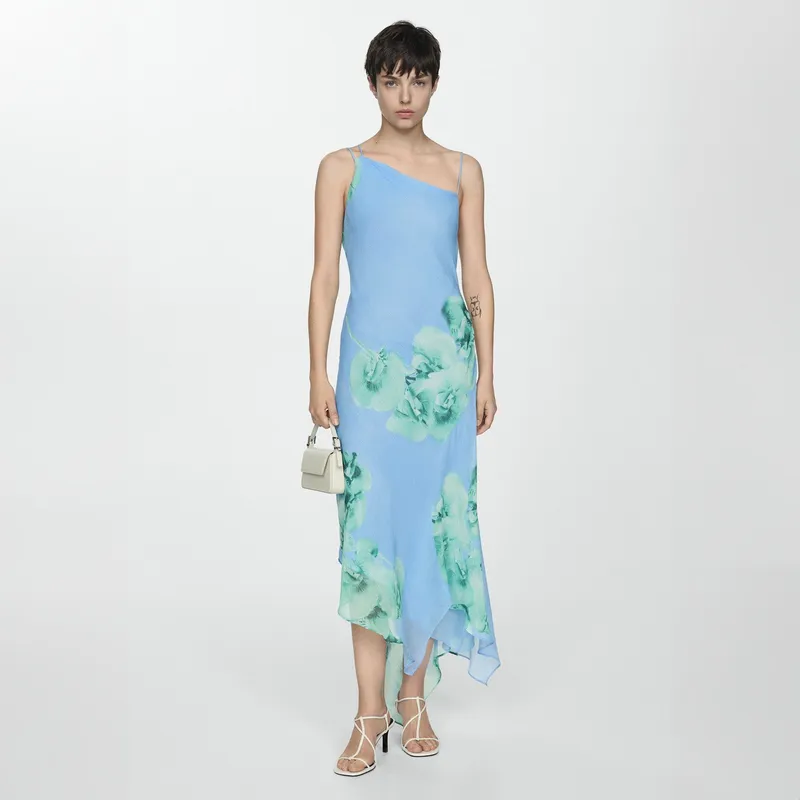 MANGO - Vestido Asimétrico Floral Mujer Mango