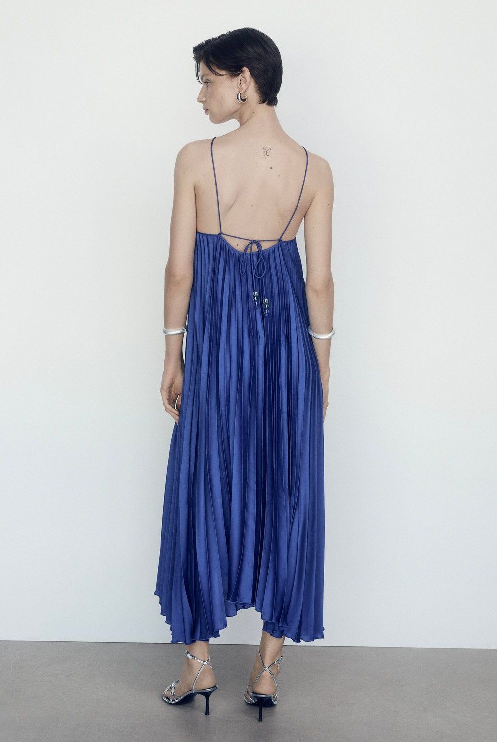 MANGO - Vestido Plisado Cuello Halter Mujer Mango