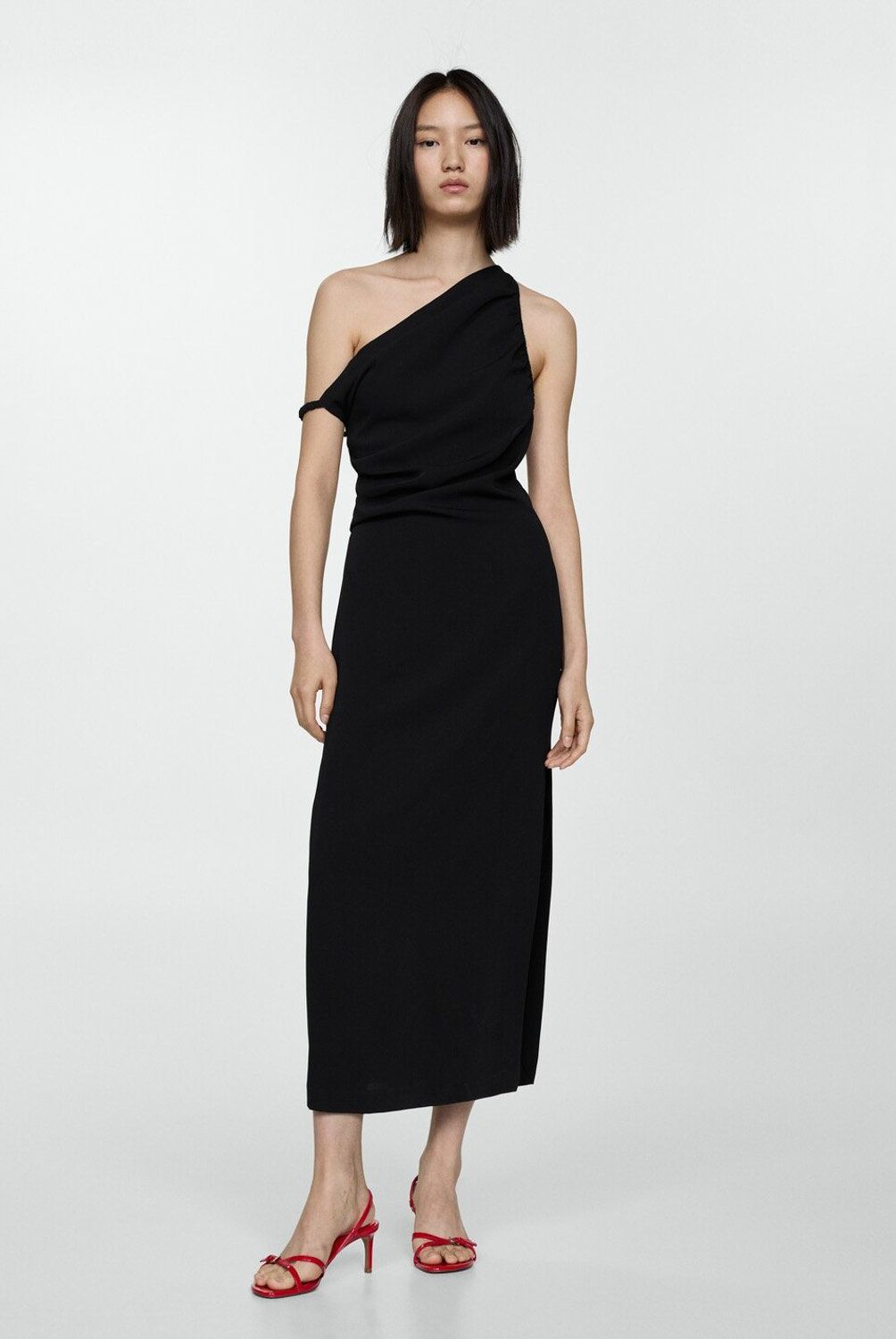 MANGO - Vestido Escote Asimétrico Mujer Mango
