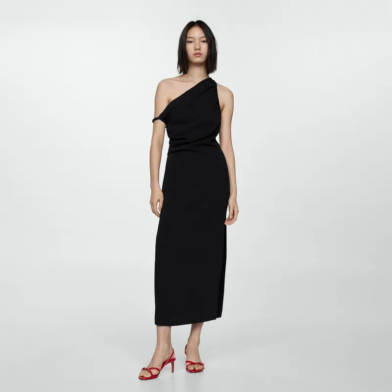 MANGO - Vestido Escote Asimétrico Mujer Mango