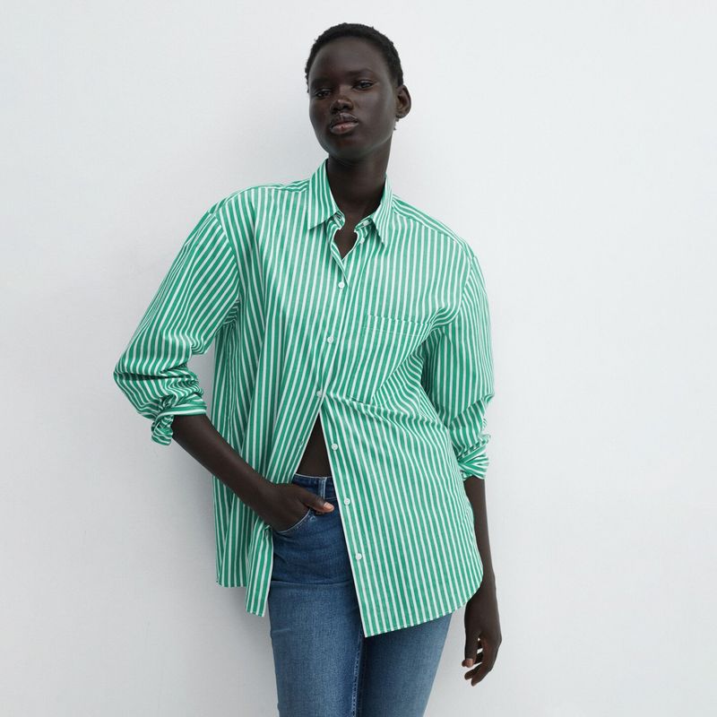 MANGO - Camisa Oversize Bolsillo Mujer Mango