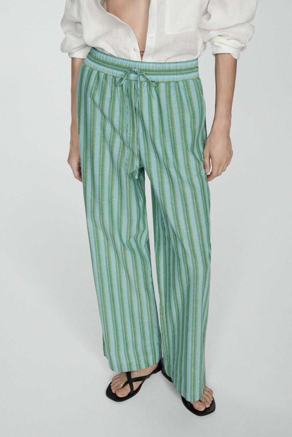 MANGO - Pantalón Recto Rayas Mujer Mango