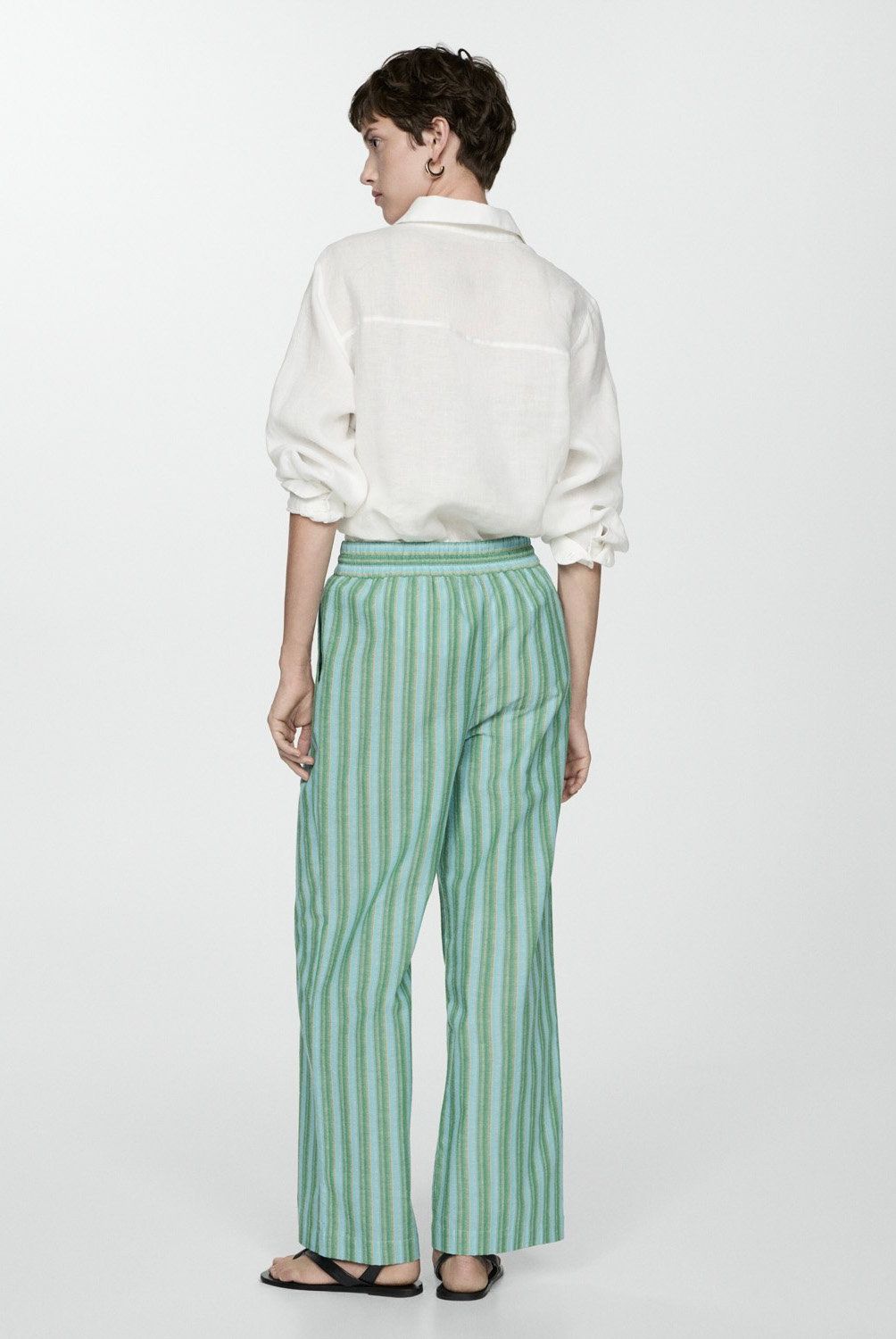 MANGO - Pantalón Recto Rayas Mujer Mango