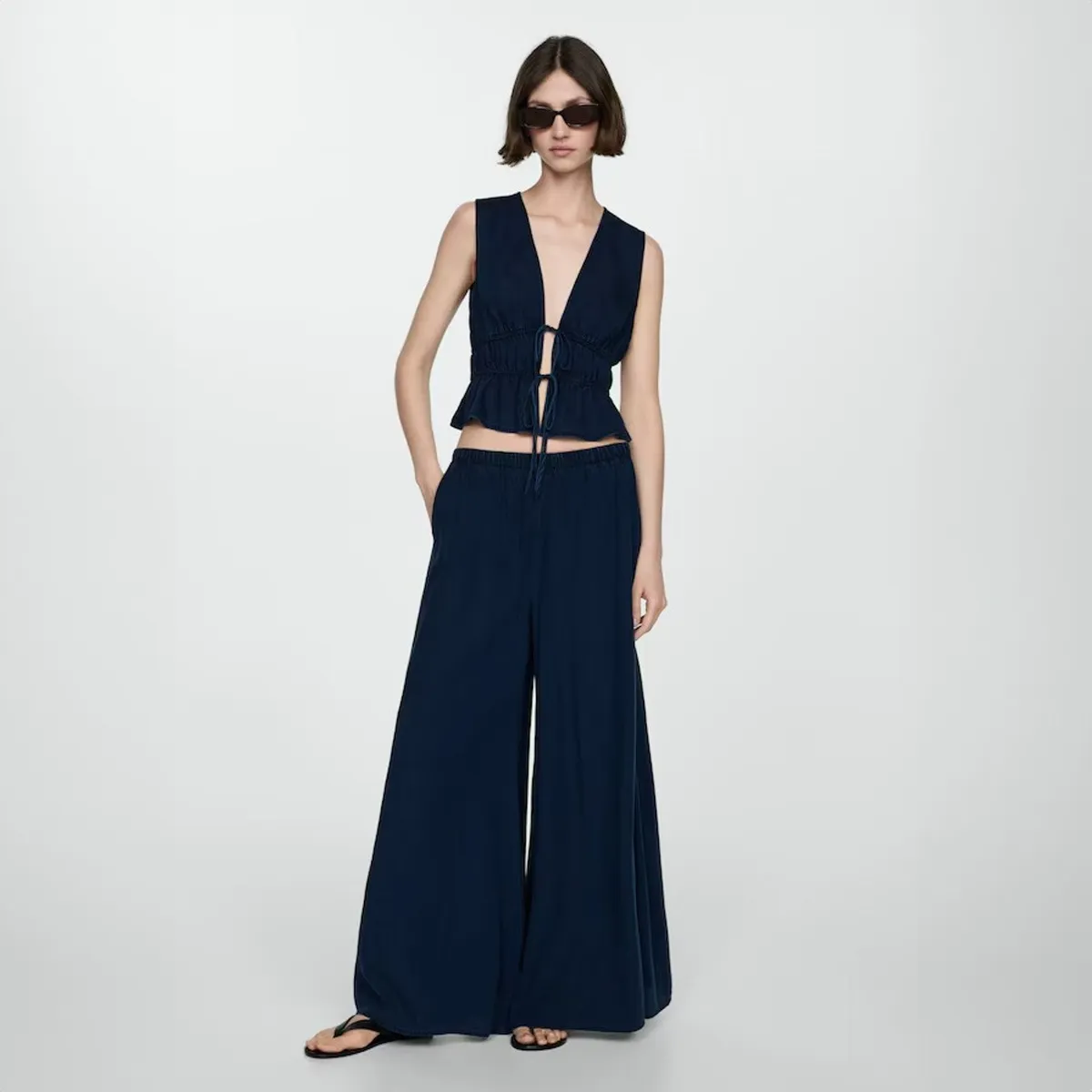 MANGO - Pantalón Lyocell Cintura Elástica Mujer Mango