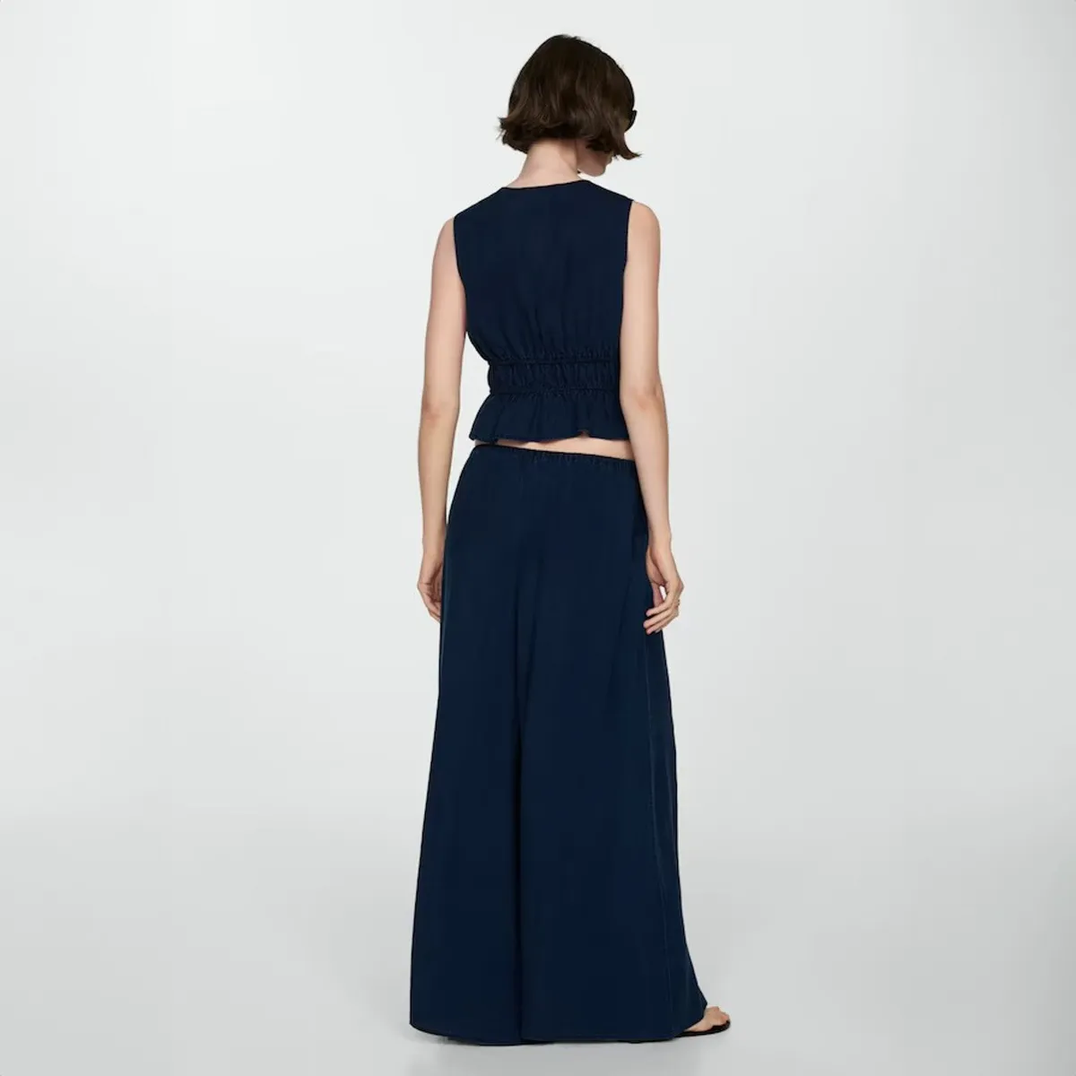 MANGO - Pantalón Lyocell Cintura Elástica Mujer Mango