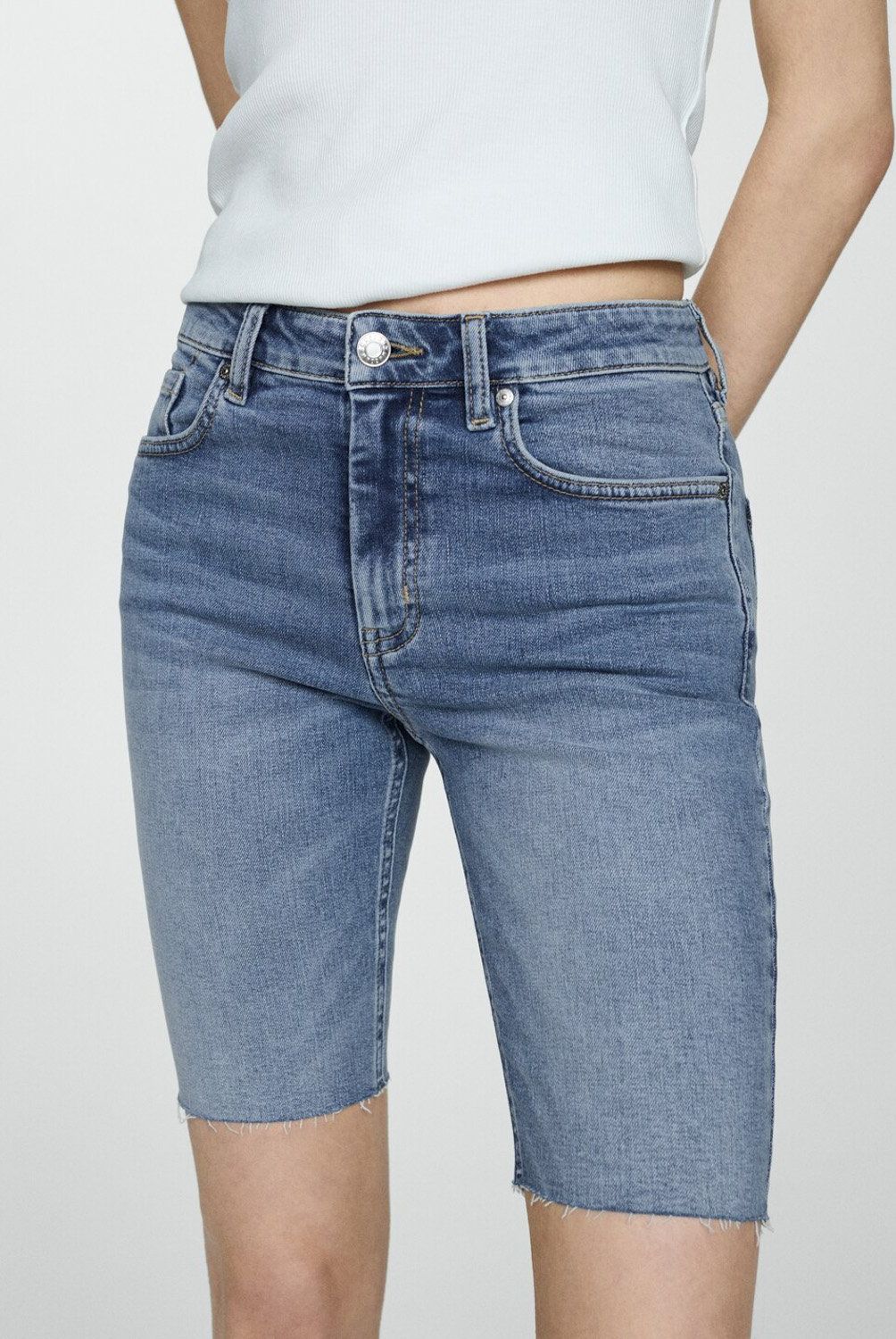 MANGO - Bermudas Vaqueras Slim Fit Mujer Mango