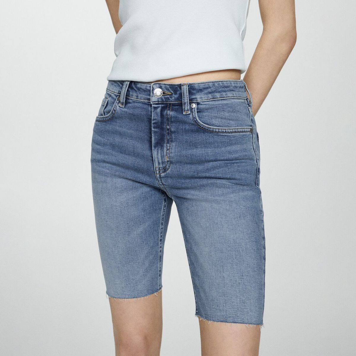 MANGO - Bermudas Vaqueras Slim Fit Mujer Mango