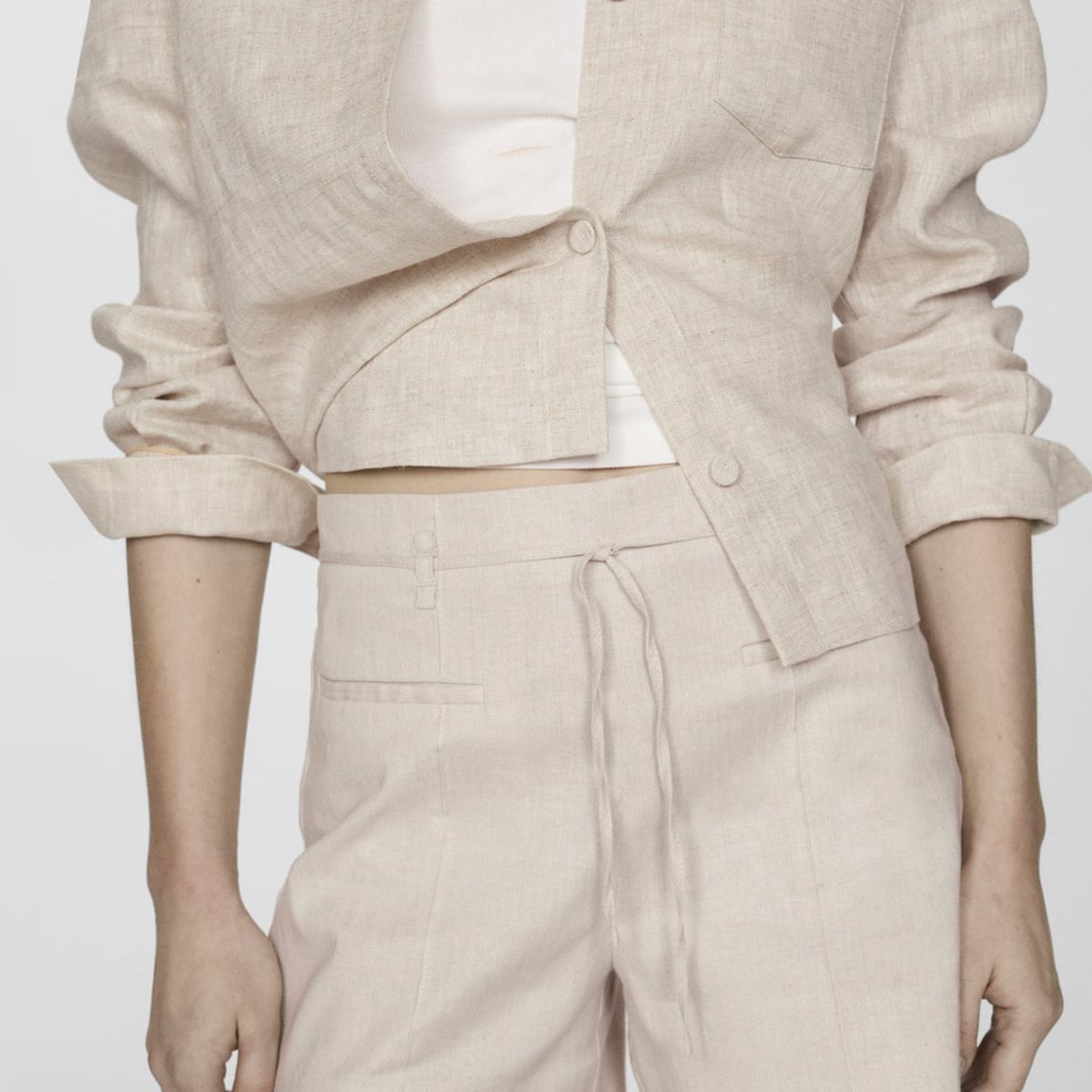 MANGO - Shorts de Lino con Lazada para Mujer