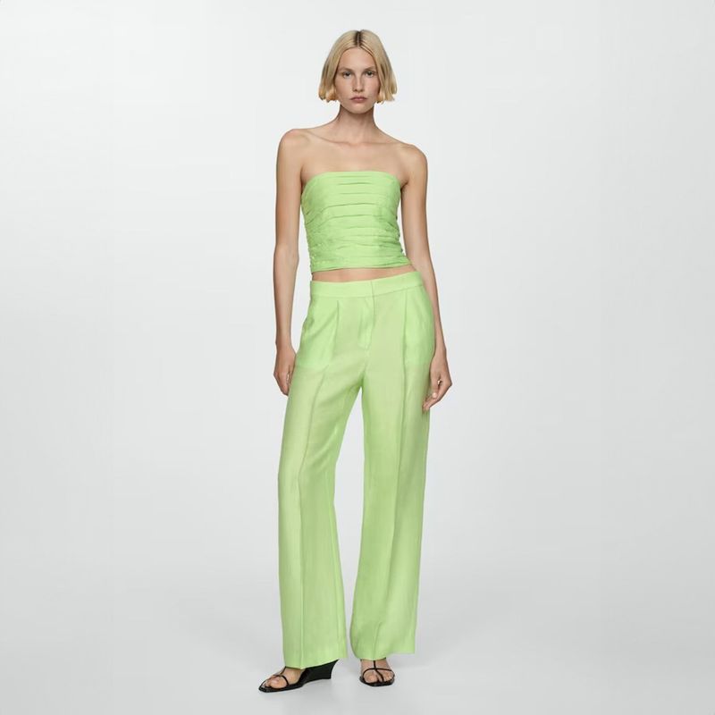 MANGO - Top Crop Drapeado Mujer Mango