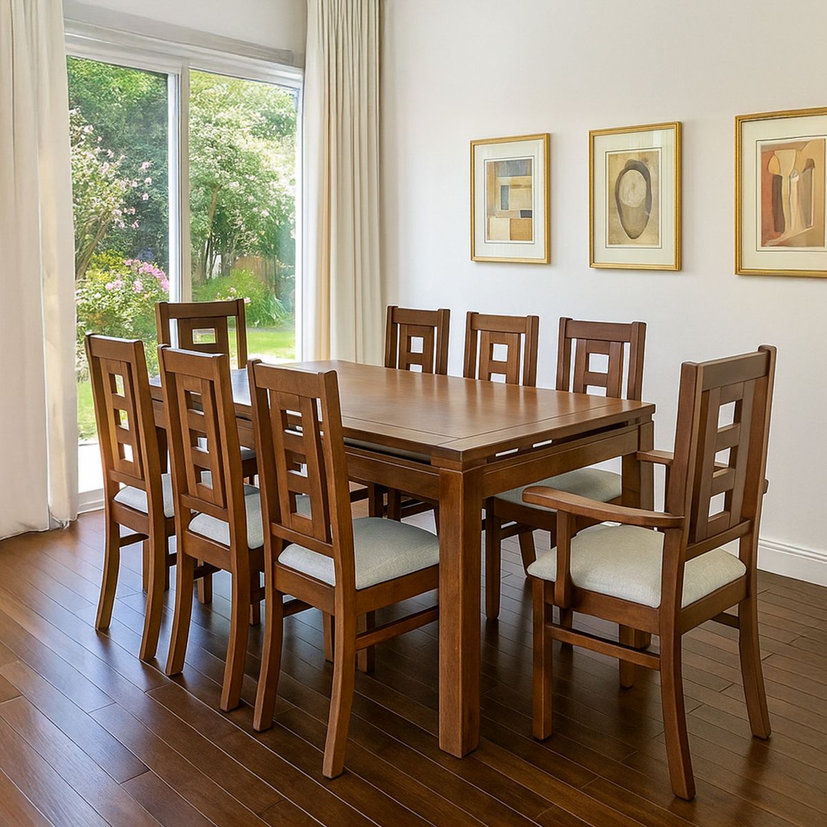 DAGON - Juego De Comedor 6 Sillas + 2 Sitiales Roma Chocolate Dagon