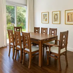 DAGON - Juego De Comedor 6 Sillas + 2 Sitiales Roma Chocolate
