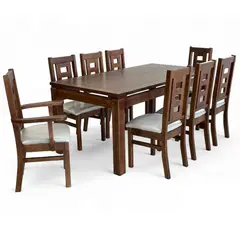 DAGON - Juego De Comedor 6 Sillas + 2 Sitiales Roma Chocolate