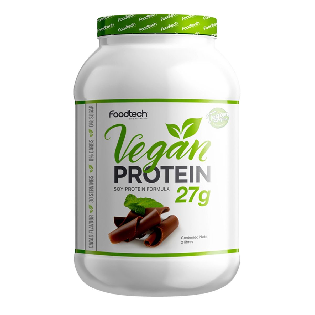 FOODTECH - Proteína Vegan Protein 2LB Cacao Foodtech
