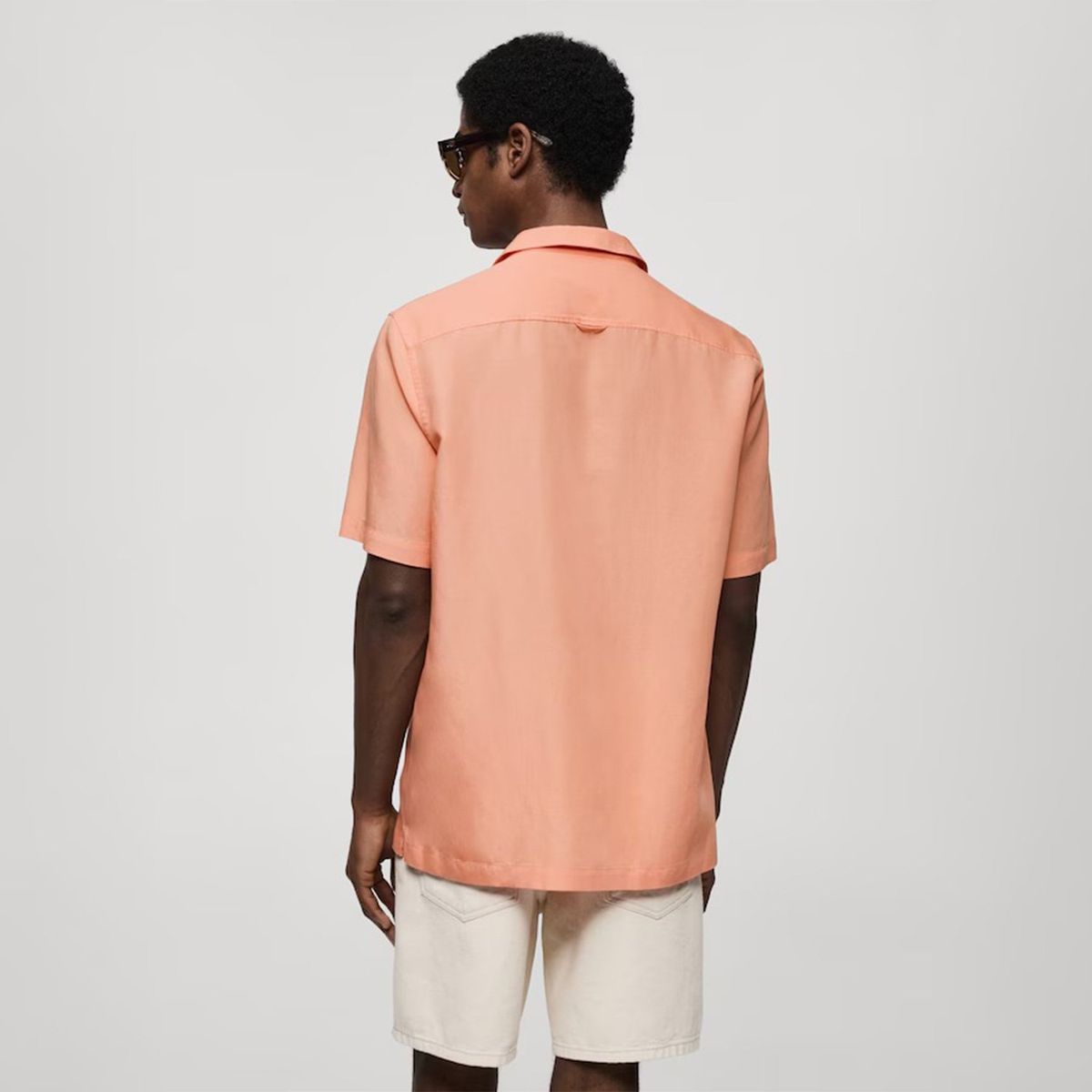 MANGO MAN - Camisa Tencel Cuello Bowling Hombre Mango Man
