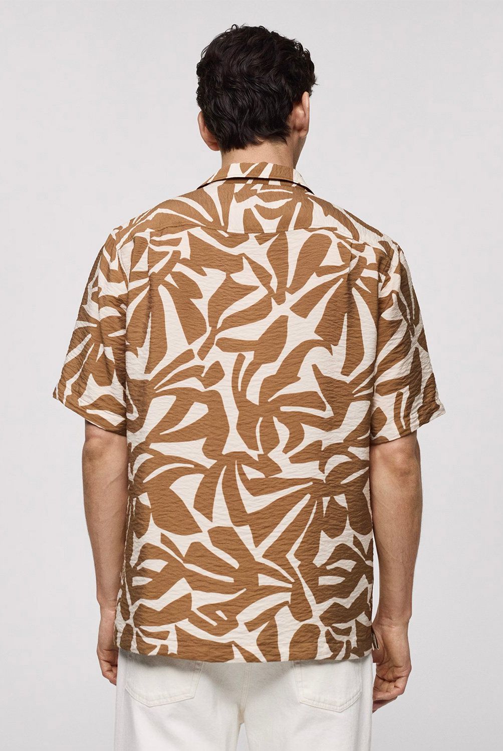 MANGO MAN - Camisa Hombre Mango Man Regular Fit Estampada Textura
