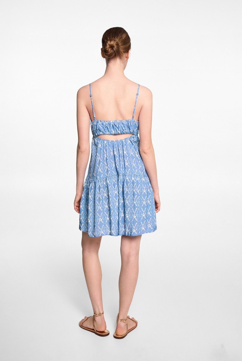 MANGO TEEN - Vestido Estampado Volantes Mujer Mango Teen