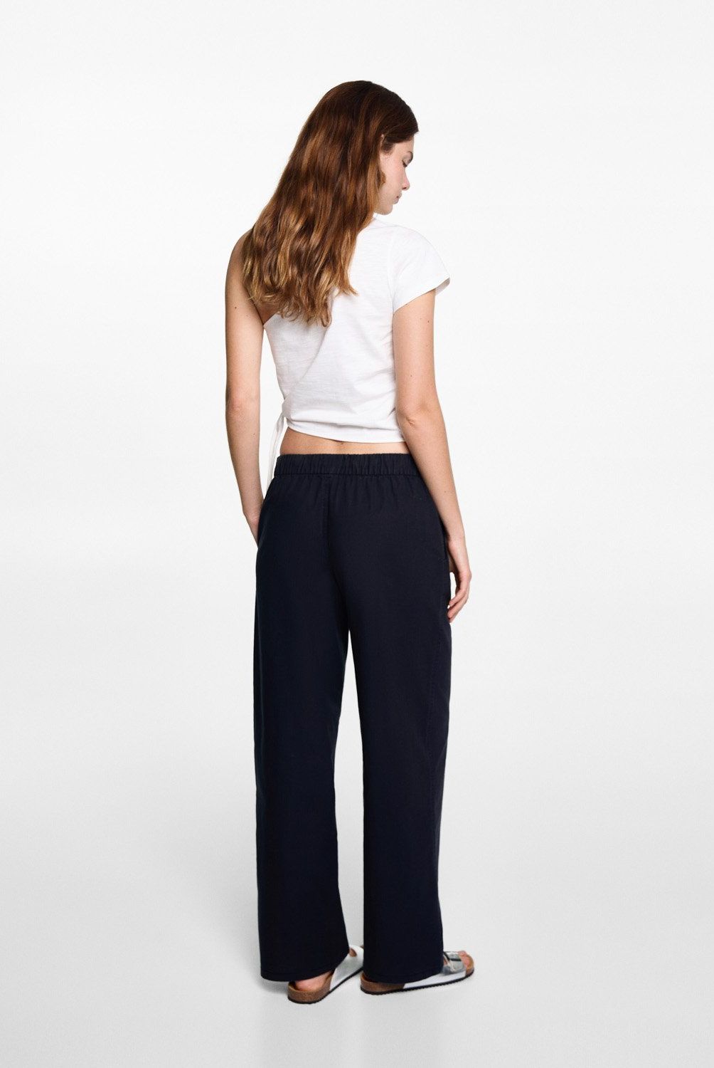 MANGO TEEN - Pantalón Recto Lino Mujer Mango Teen