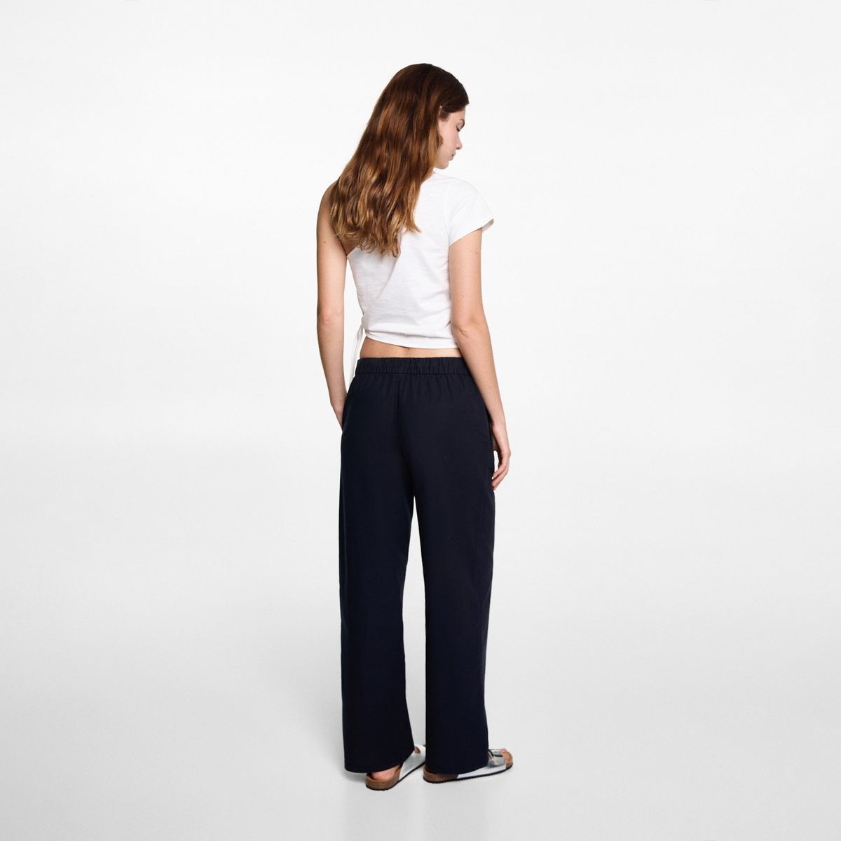 MANGO TEEN - Pantalón Recto Lino Mujer Mango Teen