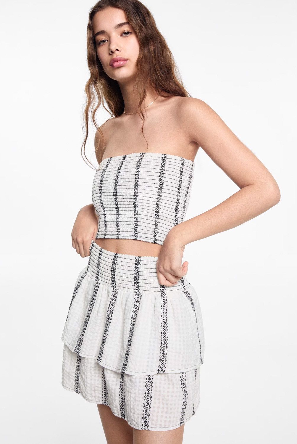 MANGO TEEN - Falda Algodón Volantes Mujer Mango Teen