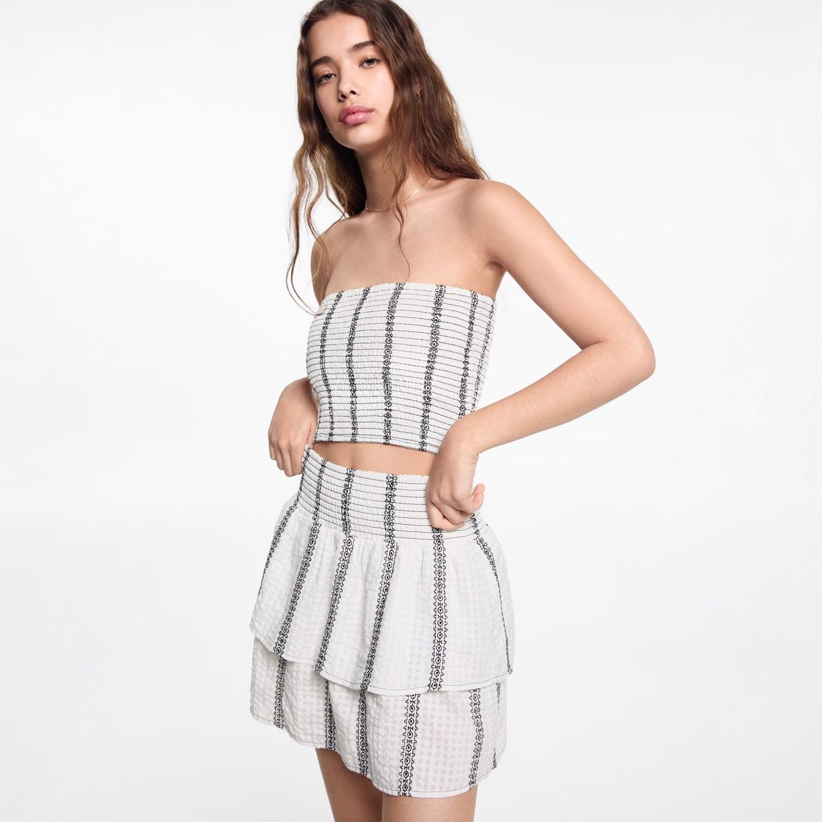 MANGO TEEN - Falda Algodón Volantes Mujer Mango Teen