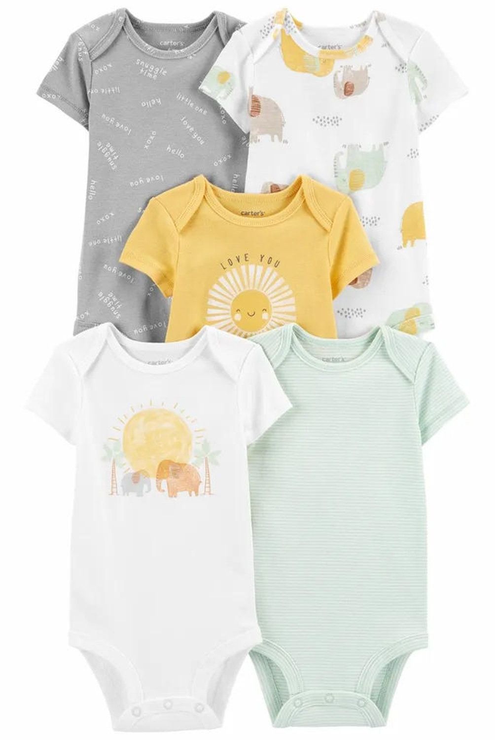 CARTER'S - Pack de Bodys Algodón 5 Unidades Unisex Bebé  Carter's