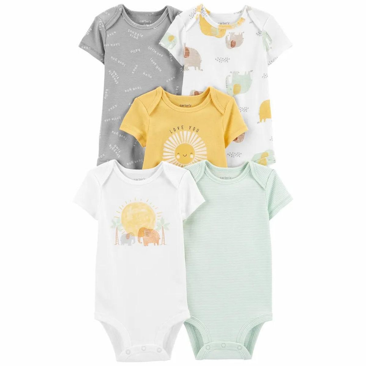 CARTER'S - Pack de Bodys Algodón 5 Unidades Unisex Bebé  Carter's