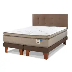 FLEX - Cama Europea Terra Cobre 2 Plazas 150X200 Cm + Respaldo Royal Café