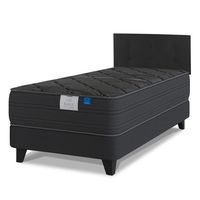 Cama Europea Black 1,5 Plaza 105X200 Cm + Respaldo Royal Negro