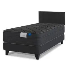 FLEX - Cama Europea Black 1,5 Plaza 105X200 Cm + Respaldo Royal Negro