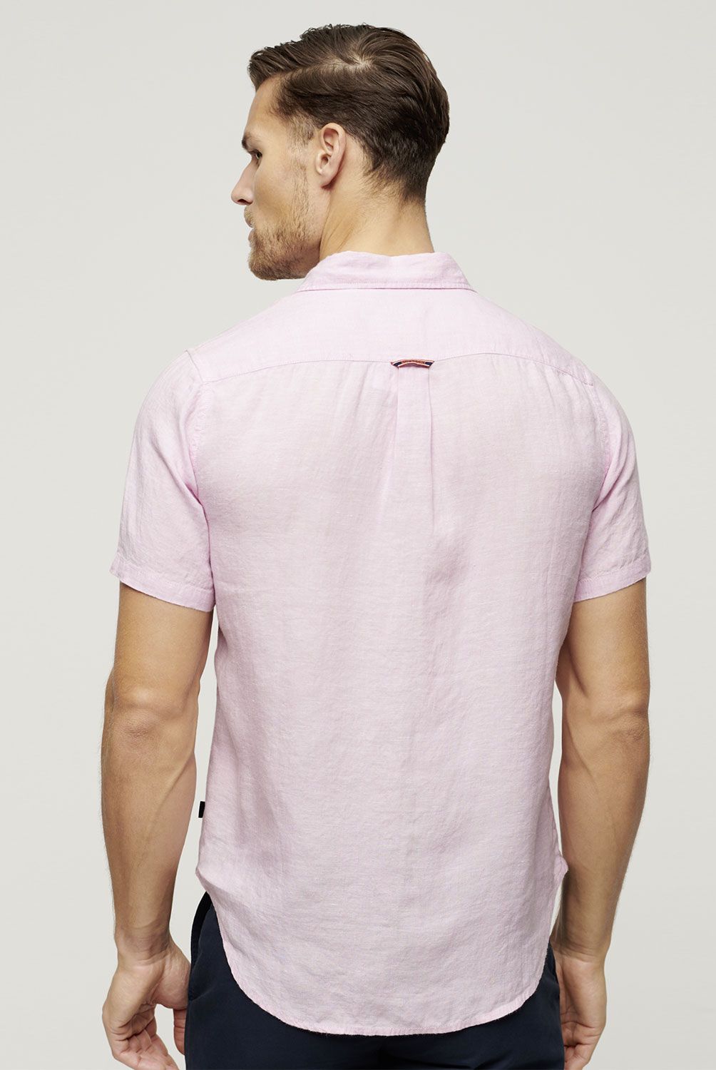 SUPERDRY - Camisa de Lino de Manga Corta para Hombre Superdry