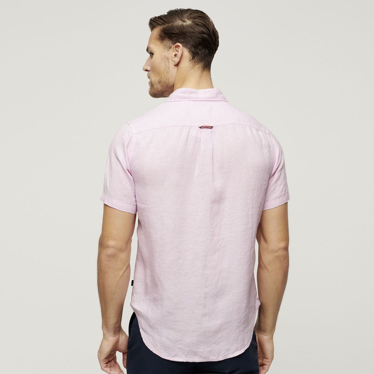 SUPERDRY - Camisa de Lino de Manga Corta para Hombre Superdry