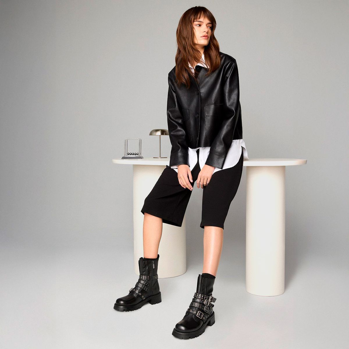 ALDO - Vortexia Botín Biker Mujer Cuero Negro Aldo