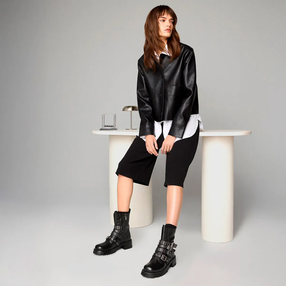 ALDO - Vortexia Botín Biker Mujer Cuero Negro Aldo