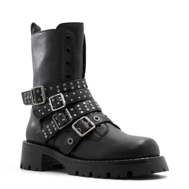 ALDO - Vortexia Botín Biker Mujer Cuero Negro Aldo