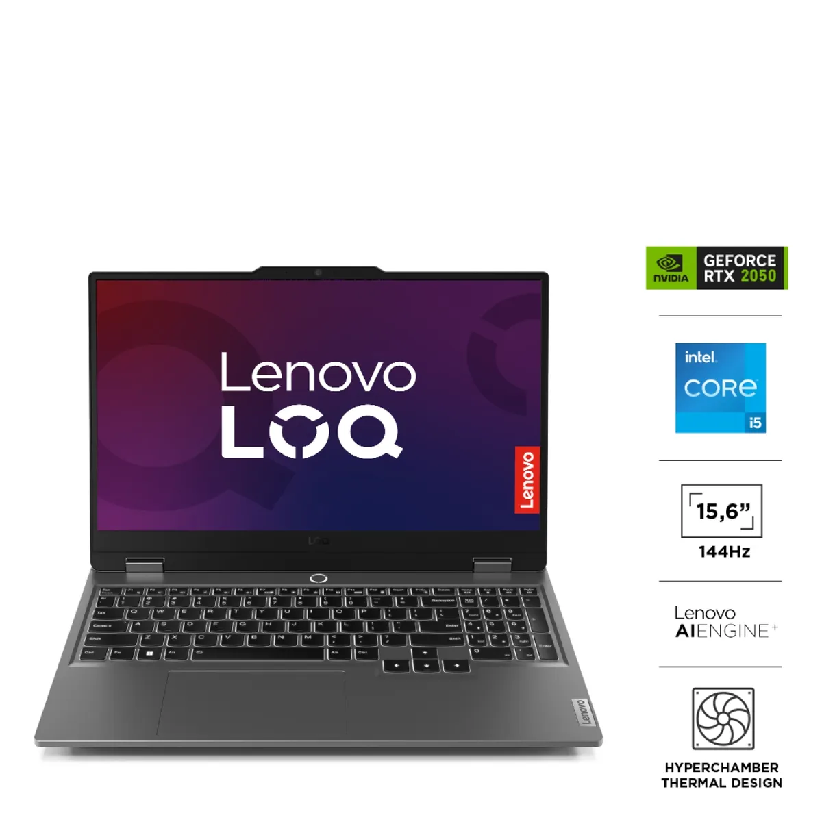 LENOVO - Notebook Gamer LOQ i5-12450HX 8GB RAM 512GB SSD RTX 2050 15,6" FHD 144Hz G-Sync Lenovo