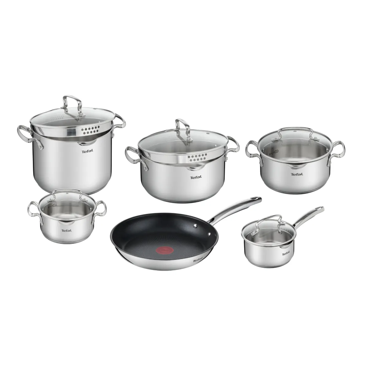 TEFAL - Batería De Cocina De Acero Inoxidable 11 Piezas Duetto Tefal