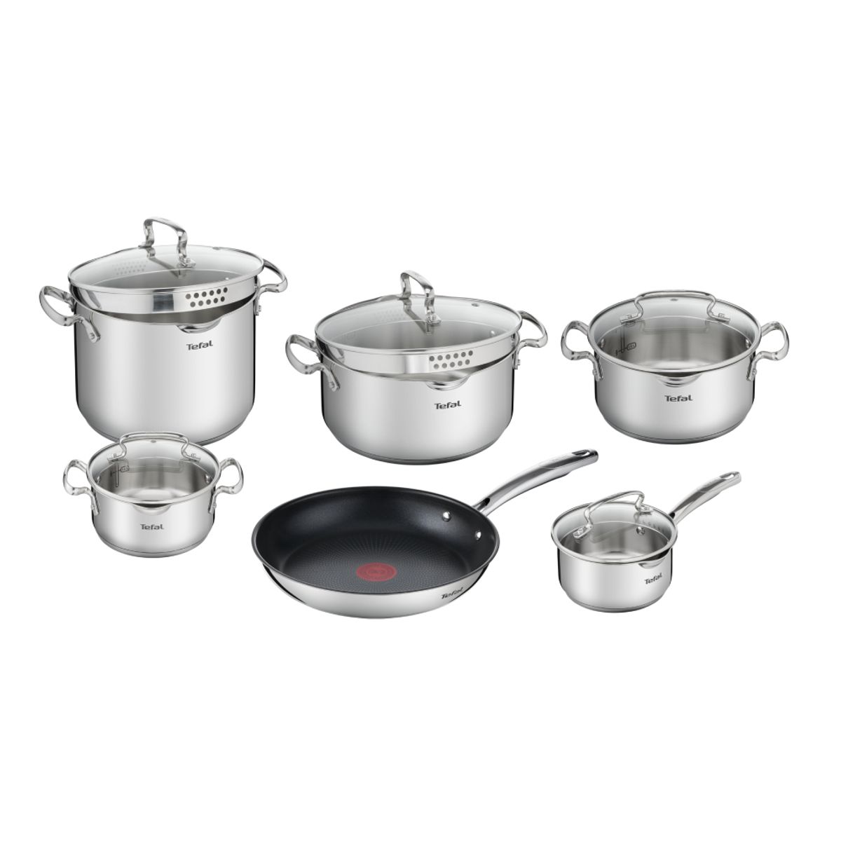TEFAL - Batería De Cocina De Acero Inoxidable 11 Piezas Duetto Tefal