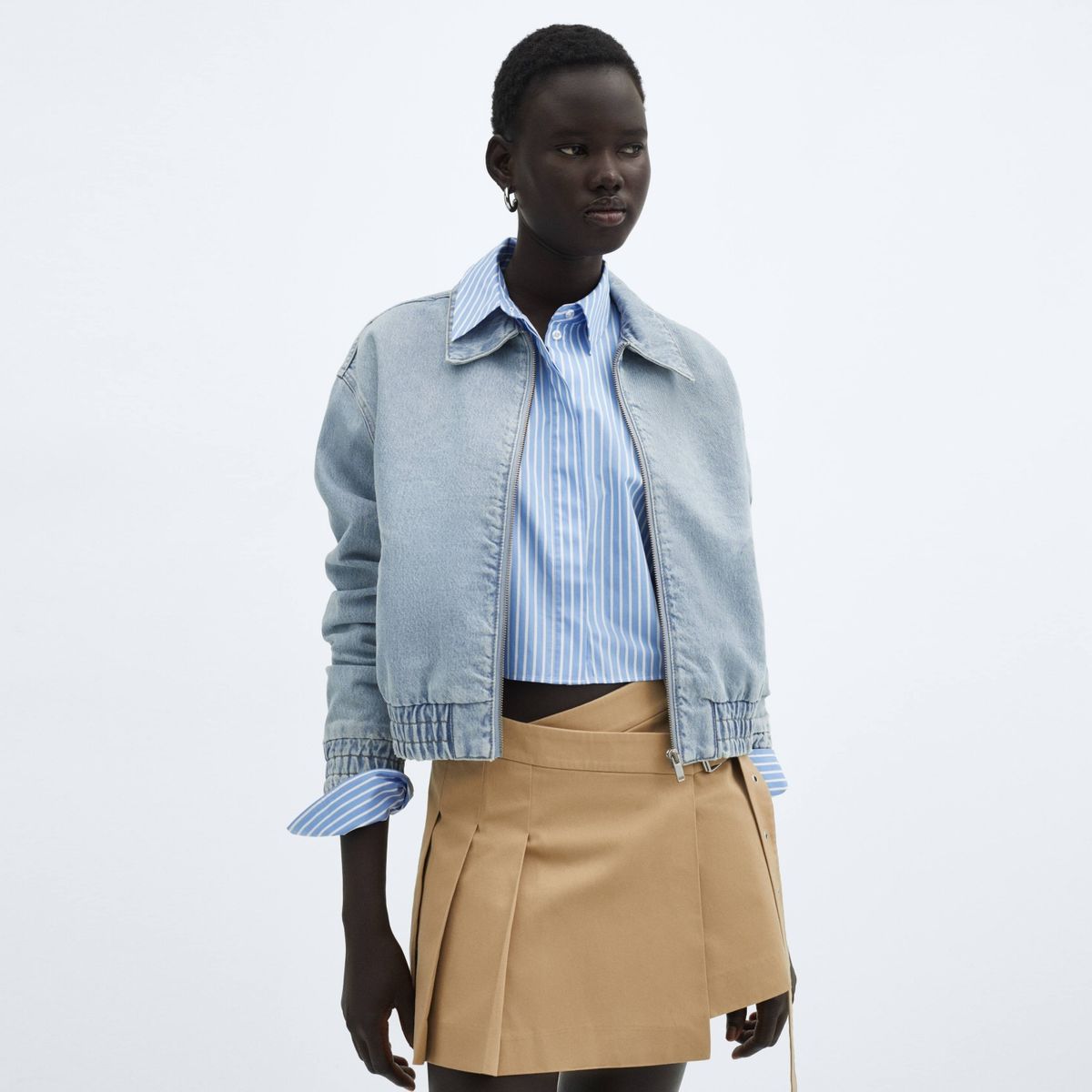 MANGO - Chaqueta Bomber Vaquera Mujer Mango