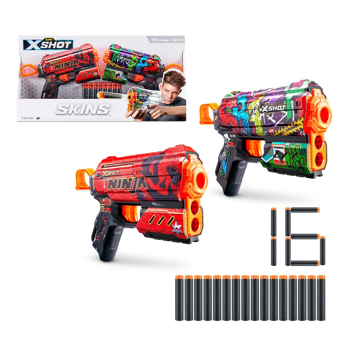 X SHOT - Pack 2 Lanza Dardos Flux Skins X Shot